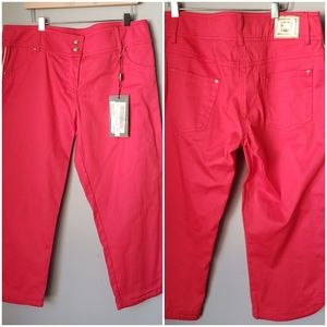 roccobarocco Sz 8 Red Cropped Racing Stripe Pants 90s Y2K Gwen Stefani Vibes